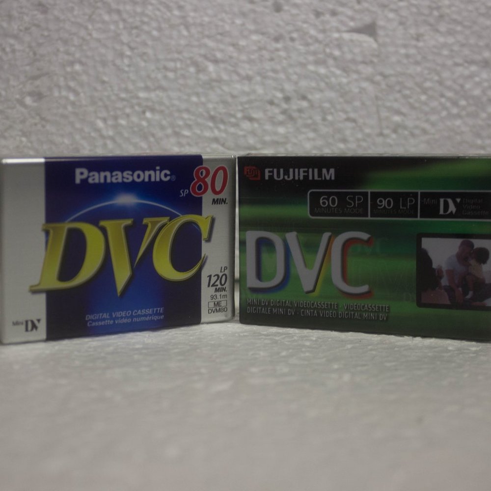 Two New In Package Mini DVC Cassettes Fujifilm 60/90 and Panasonic 80/120